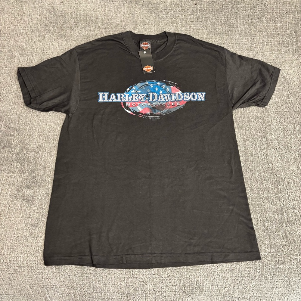 Harley-Davidson Black Tee with Blue and Red Logo